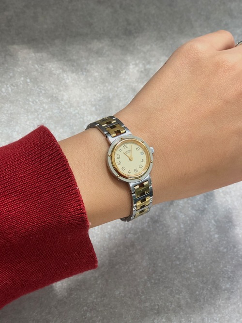 HERMES エルメス 腕時計 ゴールド シルバー ステンレススチール クウォーツ クリッパー vintage ヴィンテージ オールド d4witg