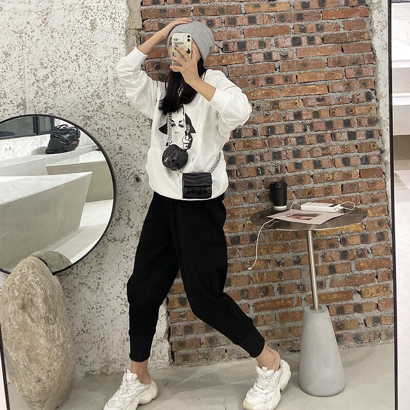 大きいサイズの女性の秋の服200kgバージョンのトップファットシスタールーズで薄い新しいファッション長袖Tシャツカジュアルパンツ ミックスインファッション78521949263