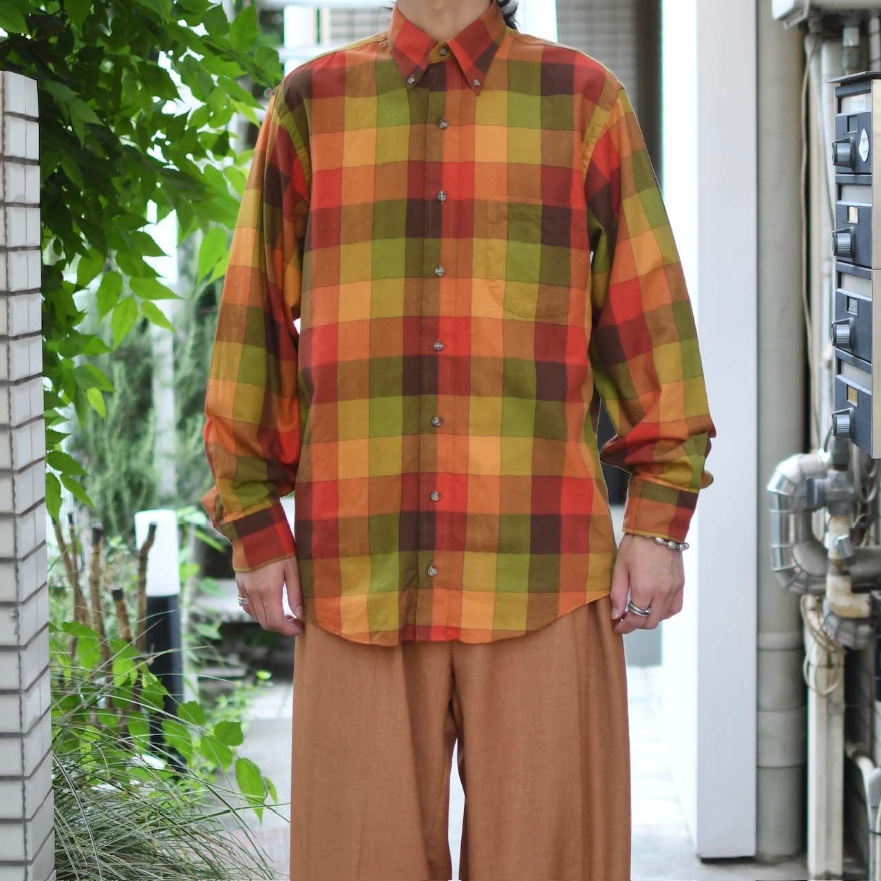 ORVIS block check button down shirt