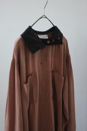 80s-90s Euro silk stand collar shirt