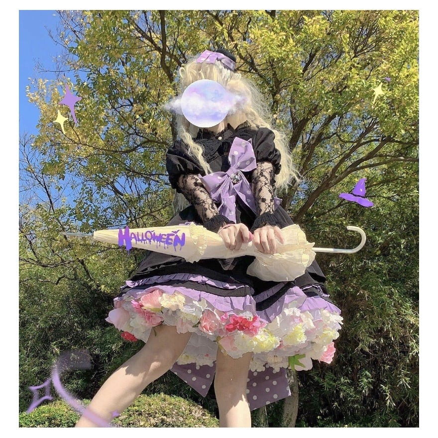ロリータファッション 花飾りパニエ 40cm丈 フラワーフリル | ロリィタ