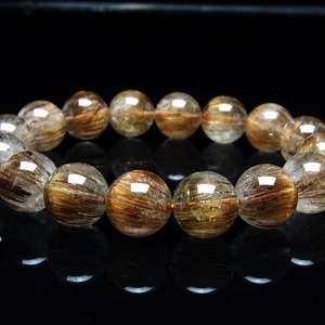 キャッツアイルチルクォーツ ブレスレット 14mm ルチルクォーツ ブレス 一点物 メール便可 [M便 1/10] 111-45898