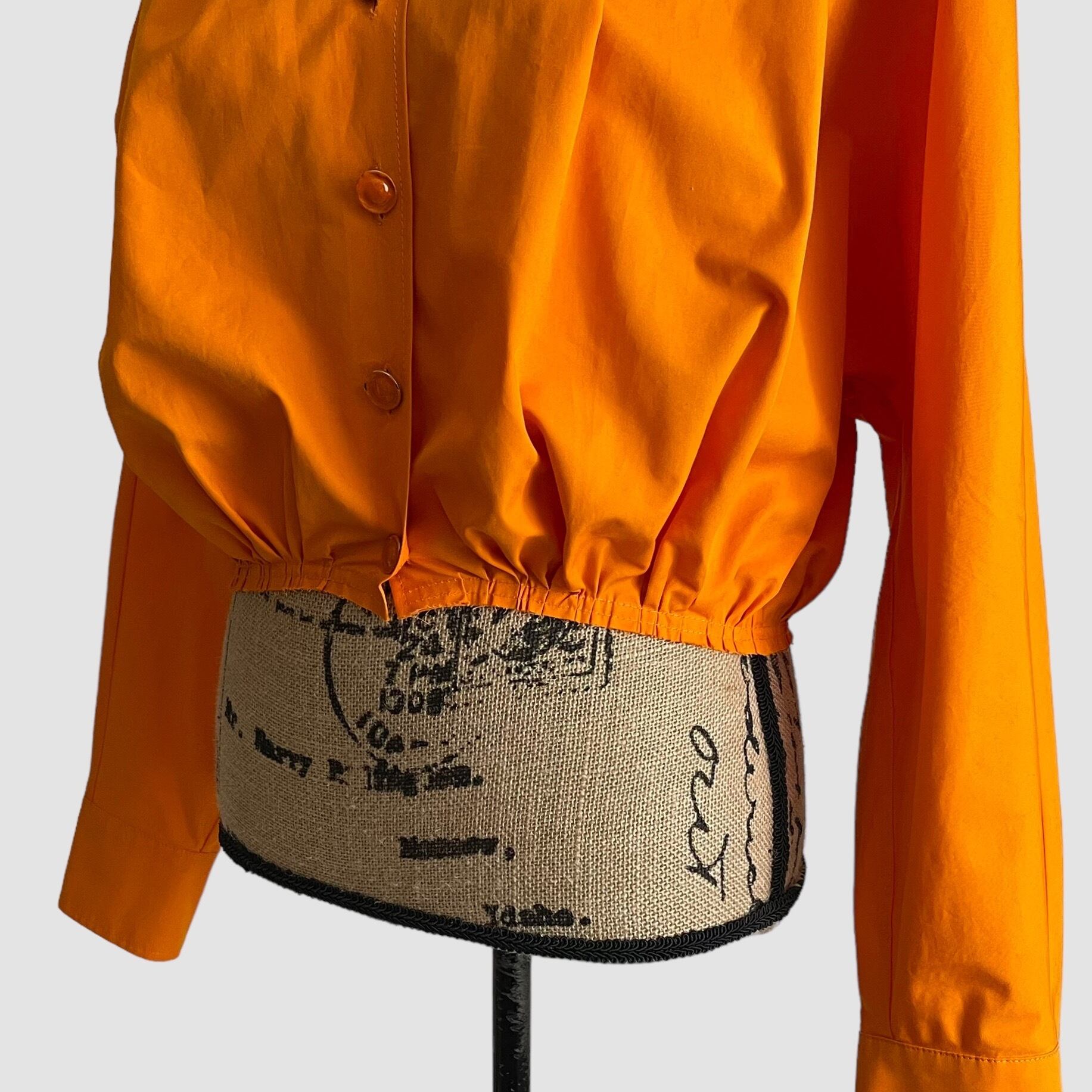 フラワーB ブルーグレイ 【MARNI】バンドカラー プリーツ半袖 シャツ