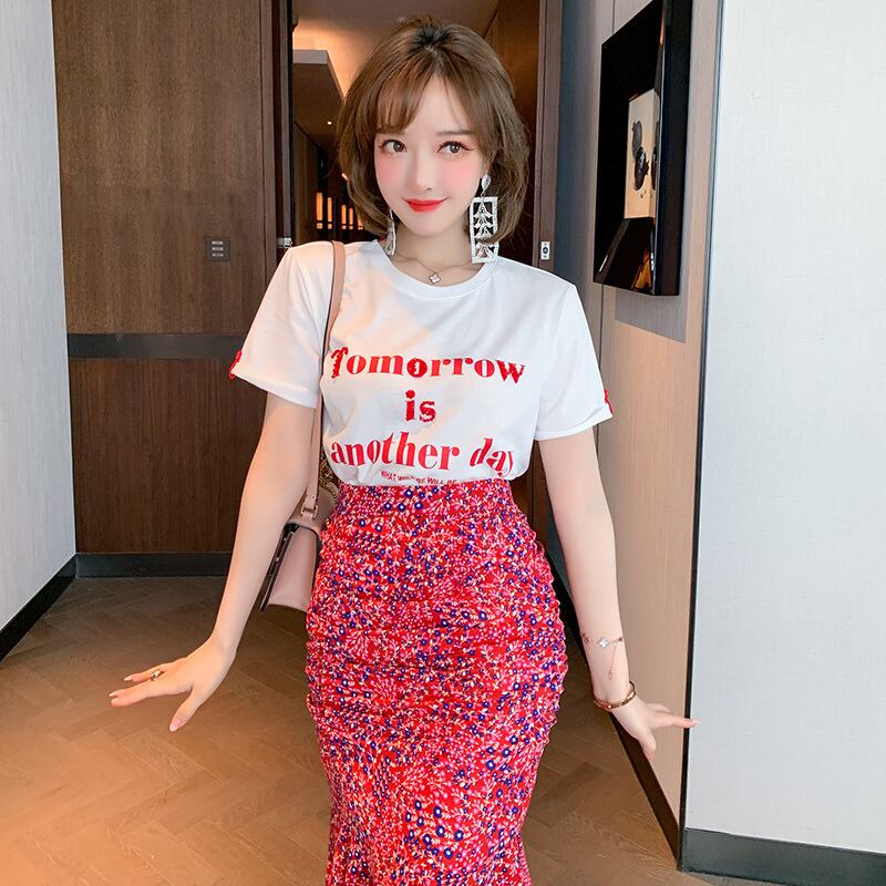 カラーカジュアルラウンドネックTシャツ トップス サマー 夏物 Oネック MIUCO26043049657