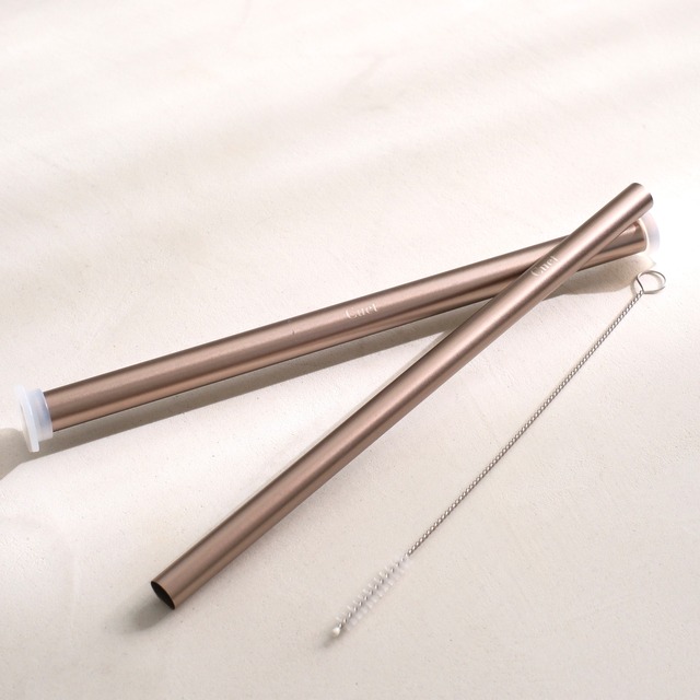 【WIDE set】Stainless Straw (pink gold)