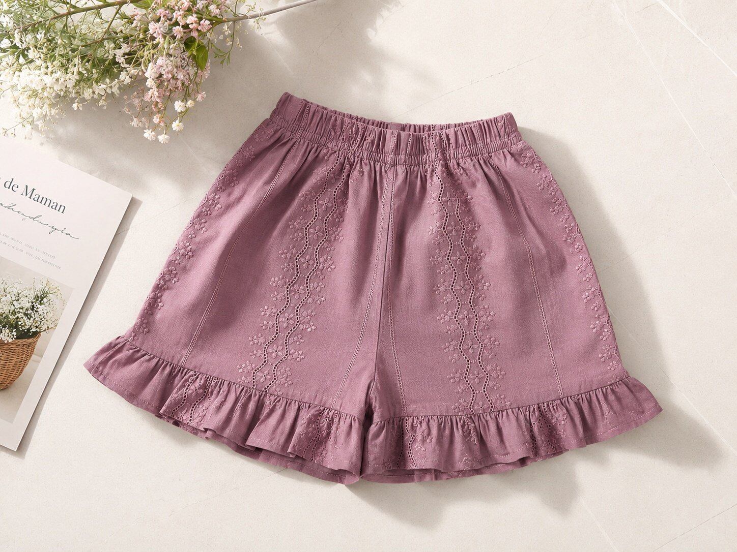 【6/21〆予約】<pudding> Embroidery half pants