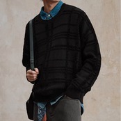 チェック柄 クルーネックニット af0071