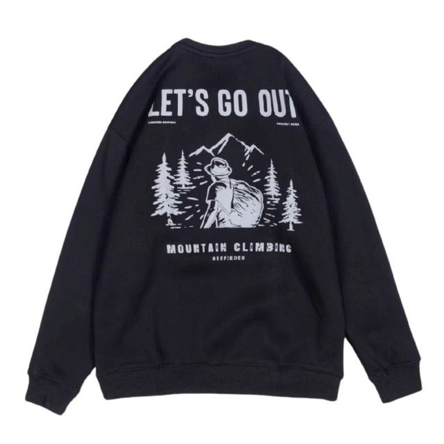 Back Print Mountain Design Box Silhouette Long Sleeve T-Shirt ◇3color H0595