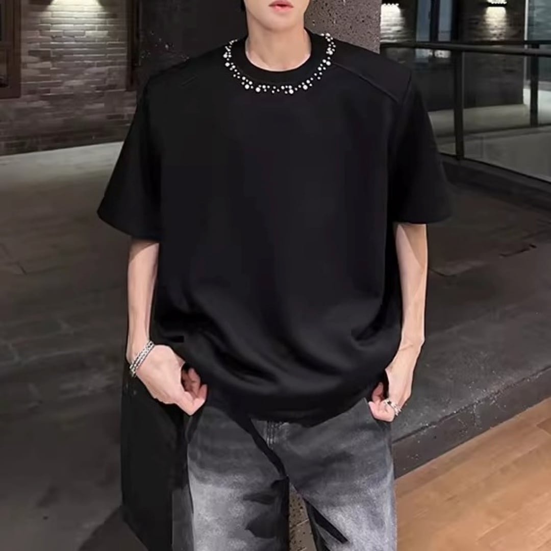 パールデコレーション ボクシーTシャツ 3カラー D12311