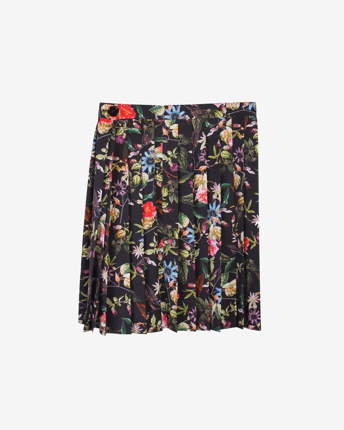 Pleats wraparound skirt -black flower<LSD-BA3P3>