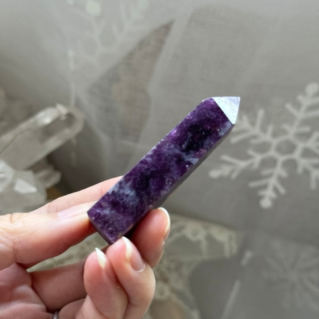 シャイニーレピドライトタワー＊231153＊天然石ポイント＊天然石インテリア＊置き物＊インテリアストーン