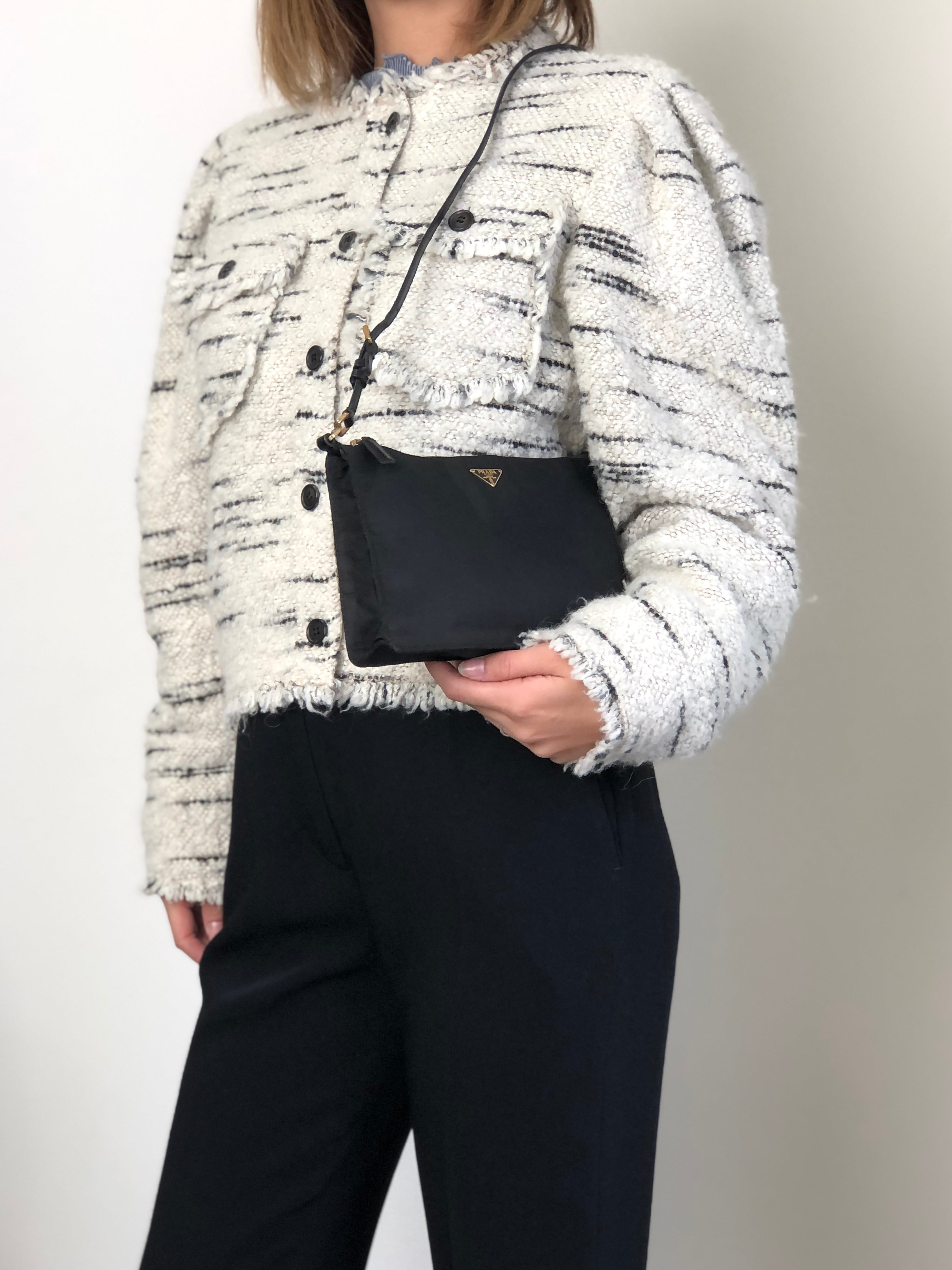 PRADA プラダ ショルダーバッグ ブラック トライアングルロゴ ナイロン vintage ヴィンテージ オールド 67ab6y