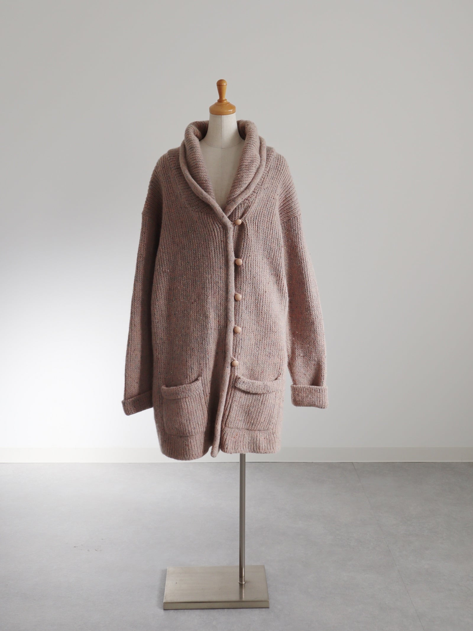 wool nep yarn design long knit cardigan
