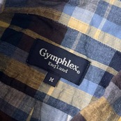 Gymphlex England ジムフレックス チェック BD ボタンダウン 半袖シャツ M/ブルー系 メンズ