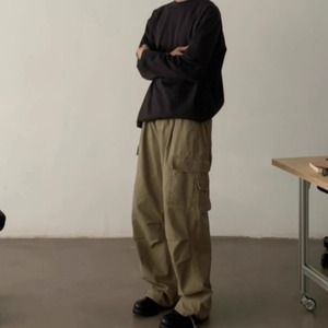 フラップポケットワイドワークパンツ　0888