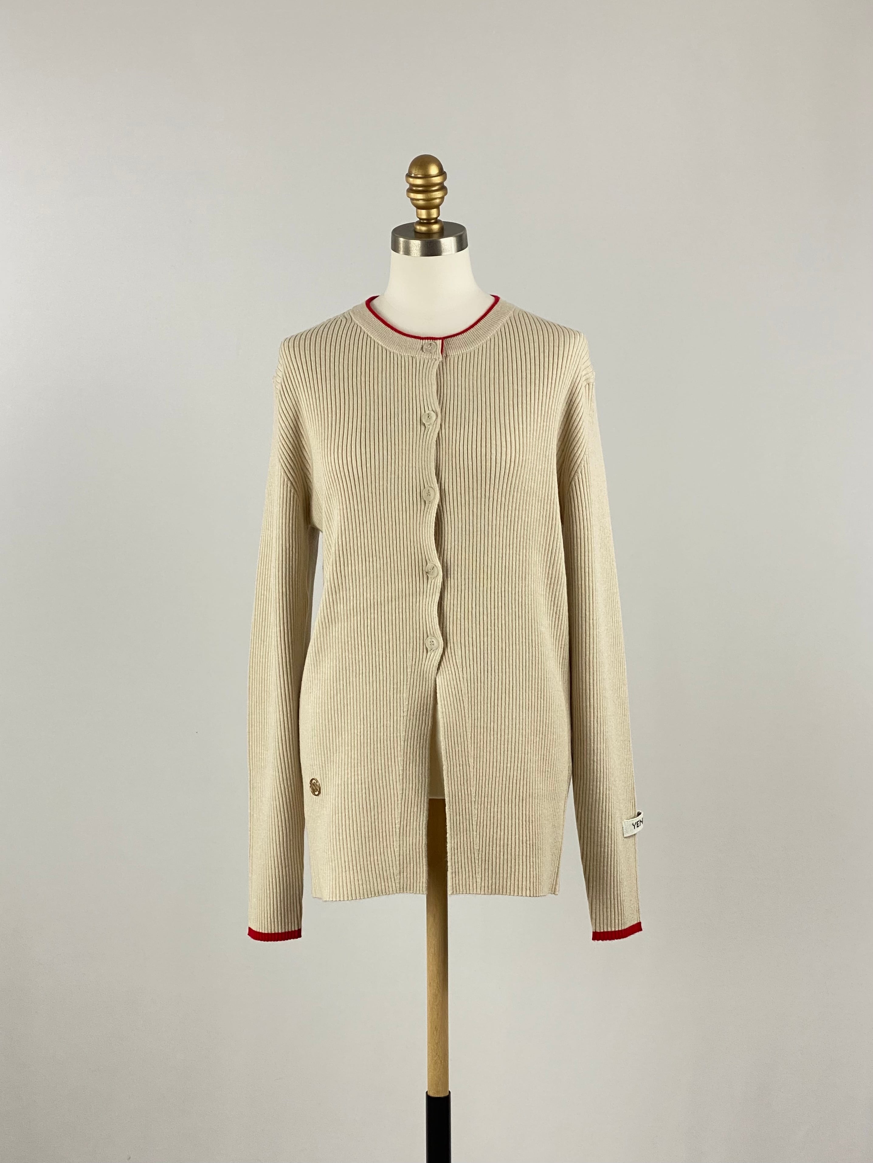 WOOL RIB CREW CD|ライトベージュ|YENN