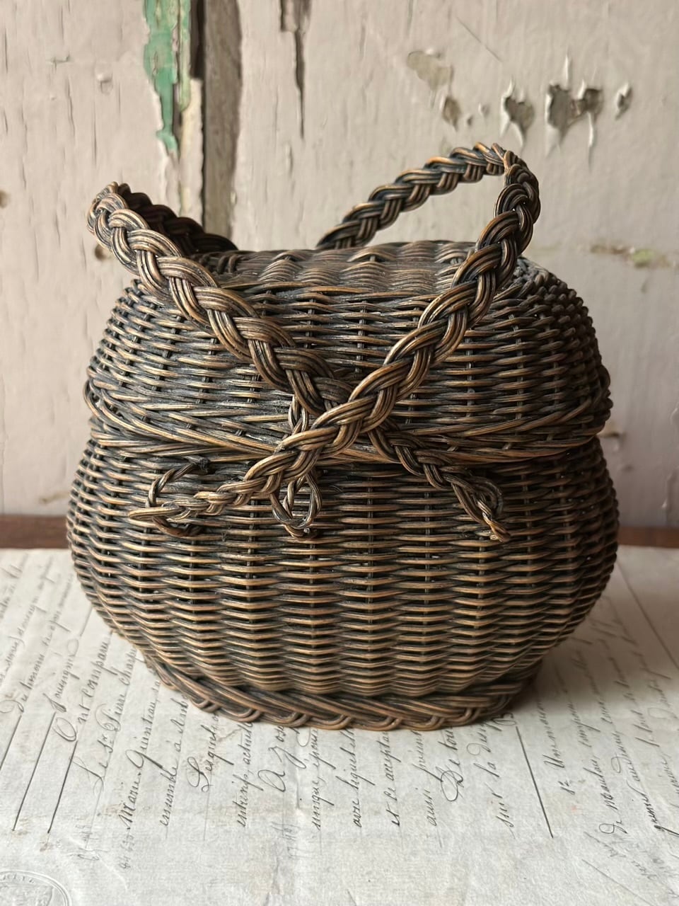 ドールパニエ 小さなバスケット 黒×茶 | Brocante de La Cocotte