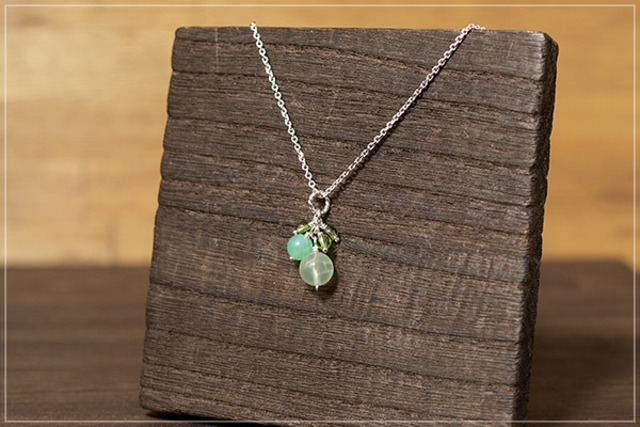 【限定】プレナイト＋クリソプレーズ＋ペリドットsilver925ペンダントトップ