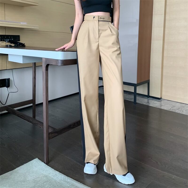 サイドストライプパンツ ルーズハイウェストウェストスリムサマーカジュアル薄手 夏物 YY-ファッション52355078128