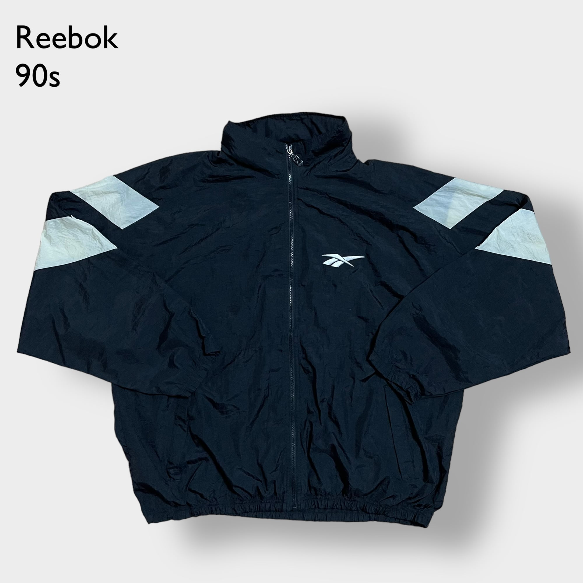 90's Reebok ナイロンジャケット デカロゴ ネイビー