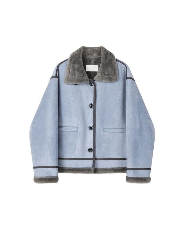 Faux fur collar suede jacket TH3654