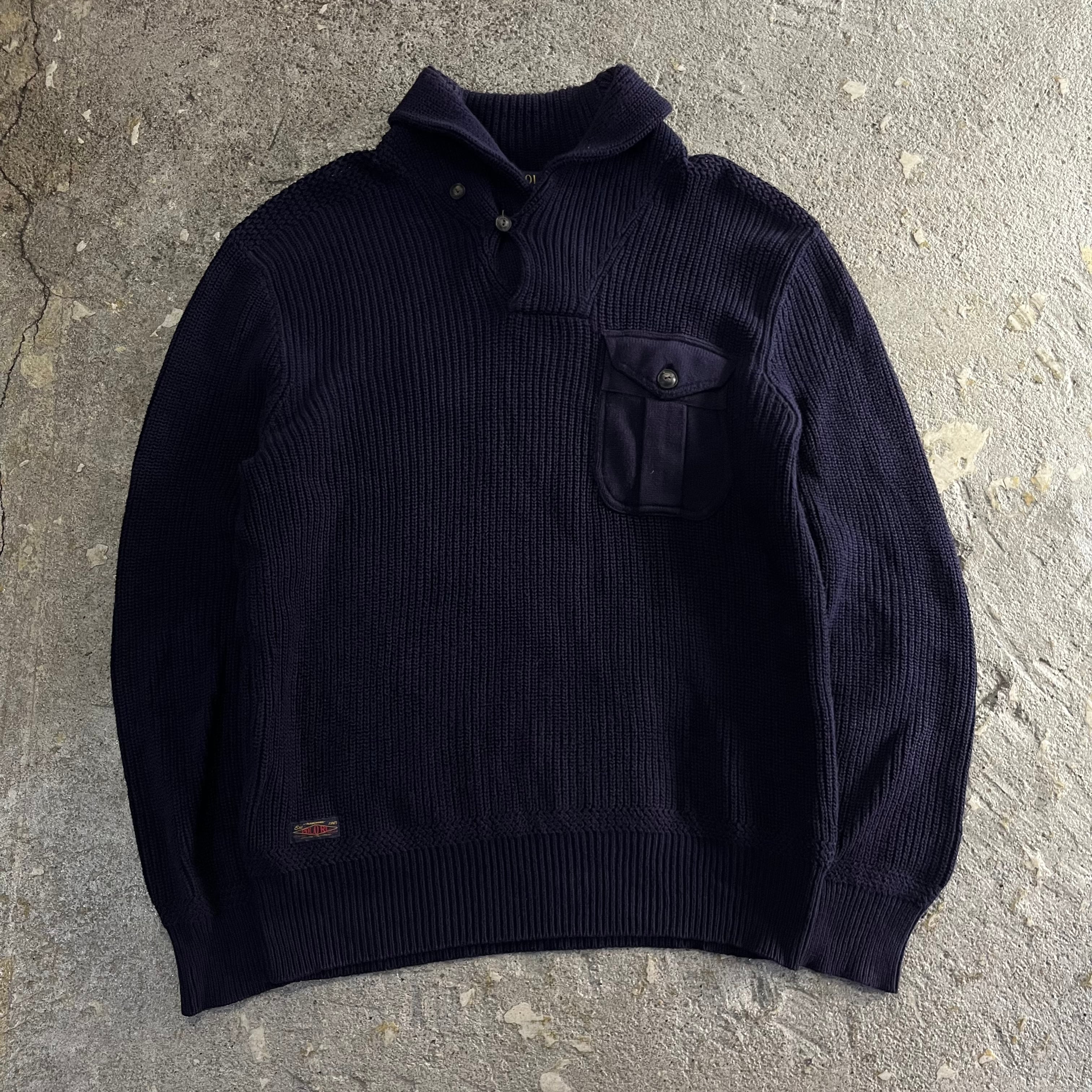 トップス 00s polo by ralph lauren swag flexwitme 00s Polo Ralph Lauren shawl collar cotton knit【仙台店】 | What'z up