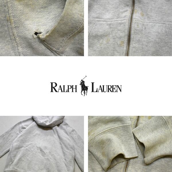 90s POLO RALPH LAUREN ジップパーカーグレーサーマルM 【公式通販】