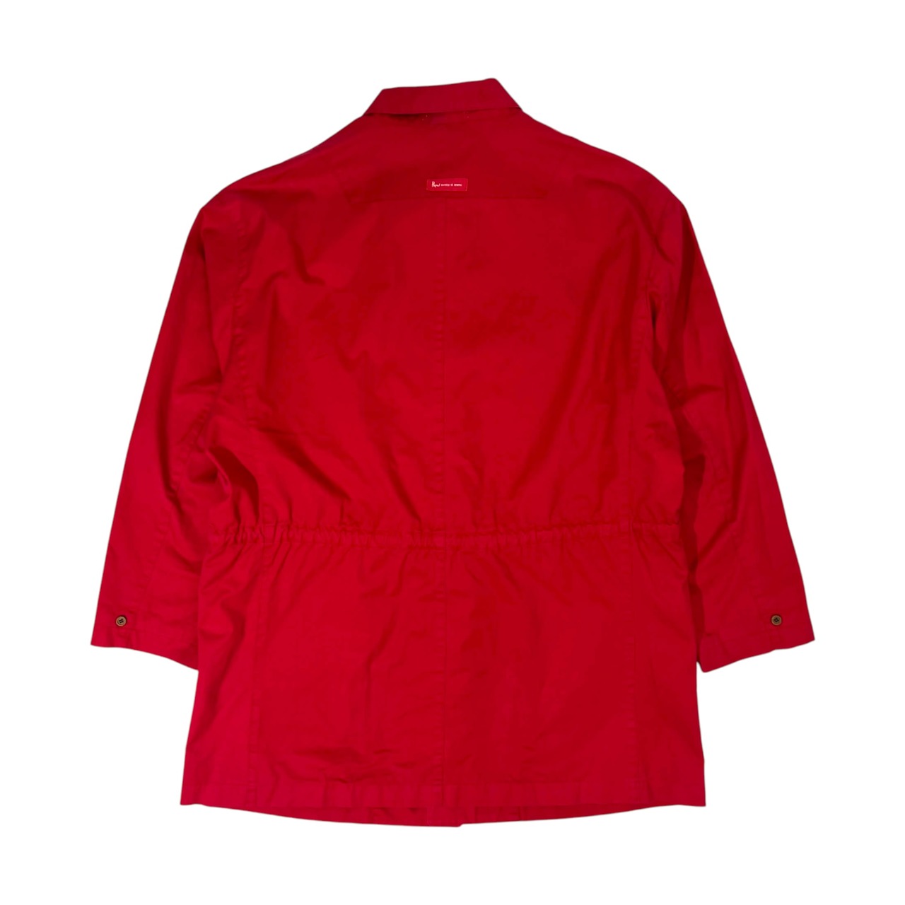 PAPAS パパス 裏チェック コットン ワークジャケット L/レッド/ハーフコート/木ボタン