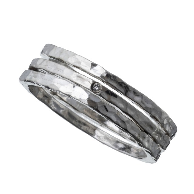 ELR0023Sダイアモンド3連スタッカブルリング  Silver jewelry