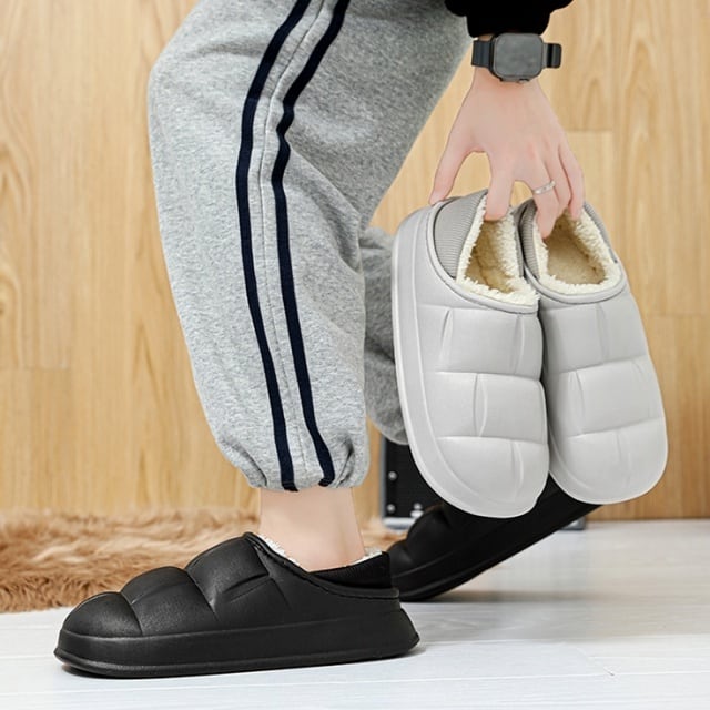 【予約販売】スリッポン メンズ スリッパ ボア 防水 ブラック グレー カジュアル スポーティー 靴 お洒落 ストリート 韓国 24.5cm/25cm/25.5cm/26cm/26.5cm/27cm