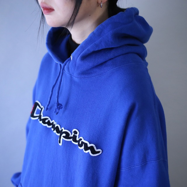 "Champion" deep blue color XXXL over silhouette reverse wave sweat parka