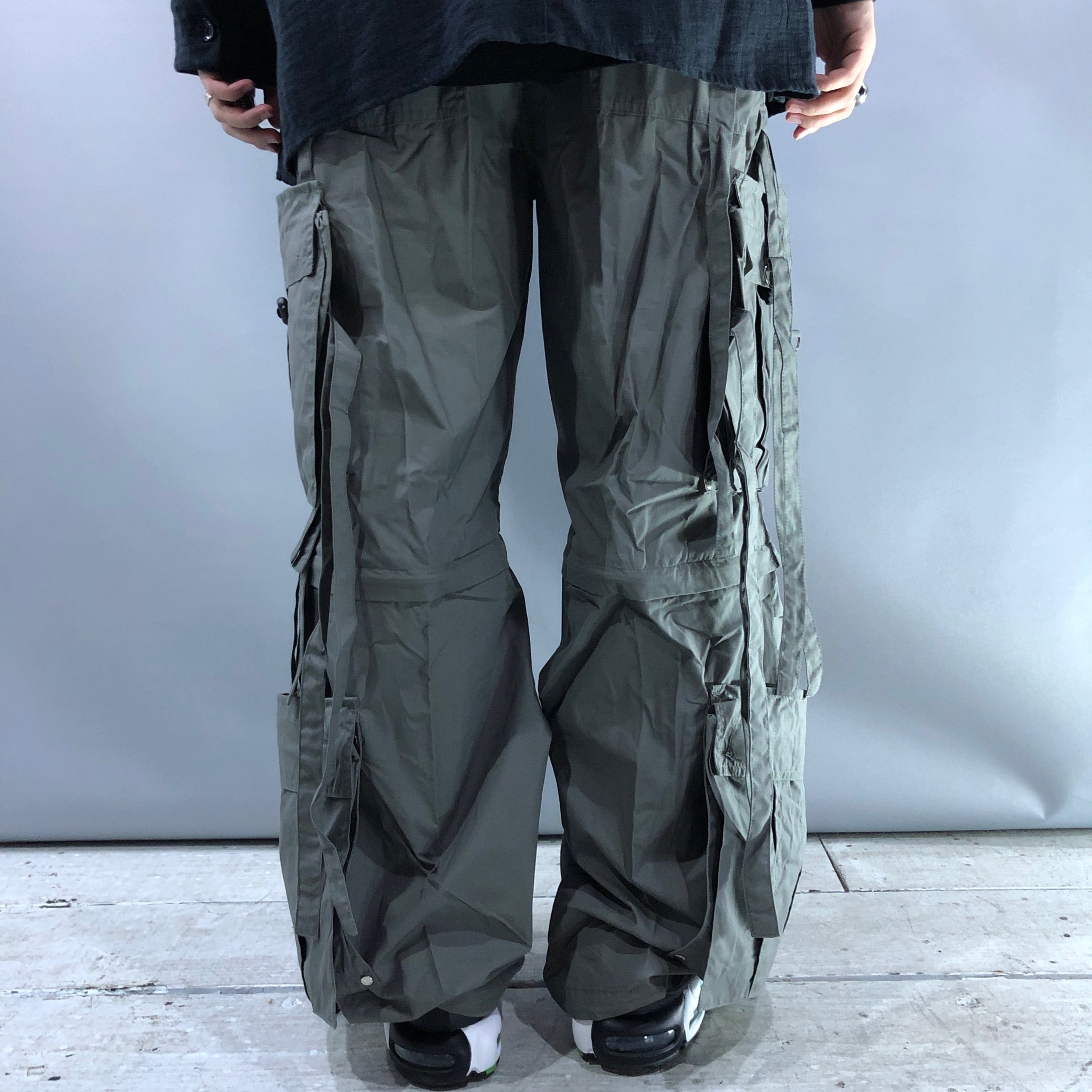 UK LABEL Techno pants military テクノパンツ グレーカーキ