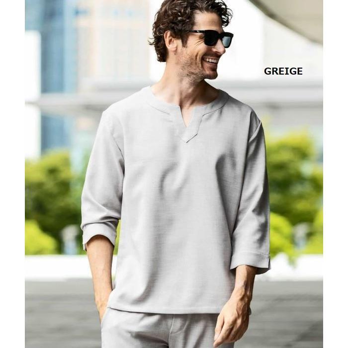 ロエン チェック柄 Vネック 七分袖カットソー （トルネード