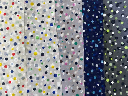 T-R3008 A,B,C,D,E マルチドットJQプリント/50cm 生地幅112cm E100%