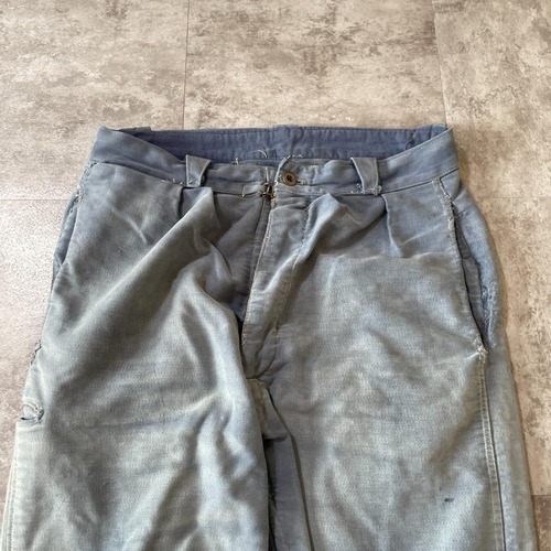 40-50s メタルボタン フェード フレンチワーク モールスキン パンツ 詳細写真3