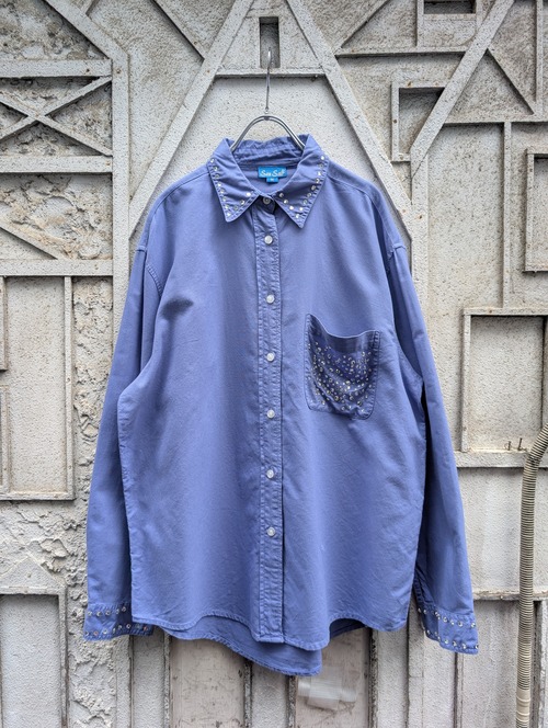 "深緑" REMAKE rhinestone shirt