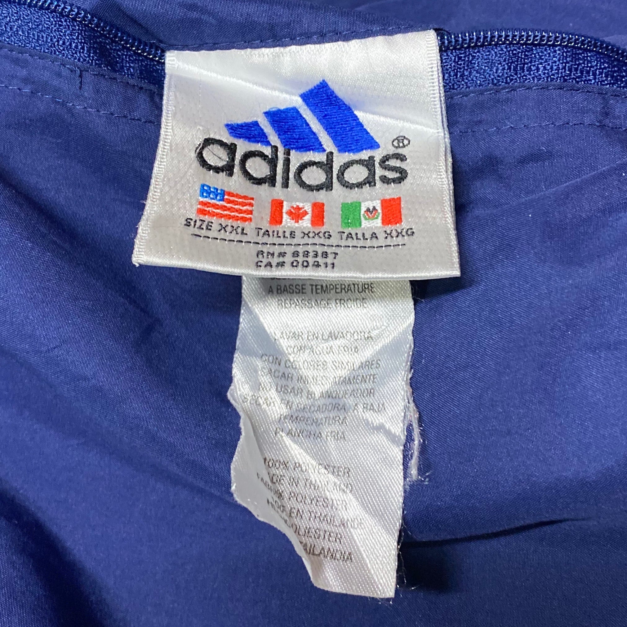 adidas アディダス 青 ビッグサイズ ナイロンジャケット ワンポイントロゴ