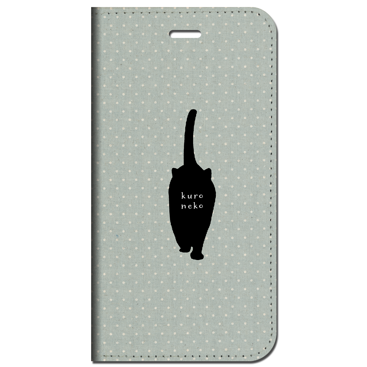 iPhone対応 スマホ 手帳型ケース クロネコ・グレー 動物 キュート 【iPhone16 / iPhone16e / iPhoneSE 他 iPhone各機種対応】 st52