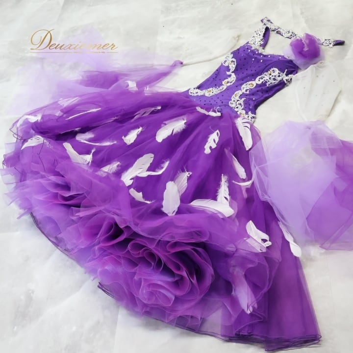社交ダンス　ドレス　スタンダードドレス　紫　THE ONE ワンピース　衣装 社交ダンス 衣装 スタンダード ドレス スタンダードドレス ワンピース