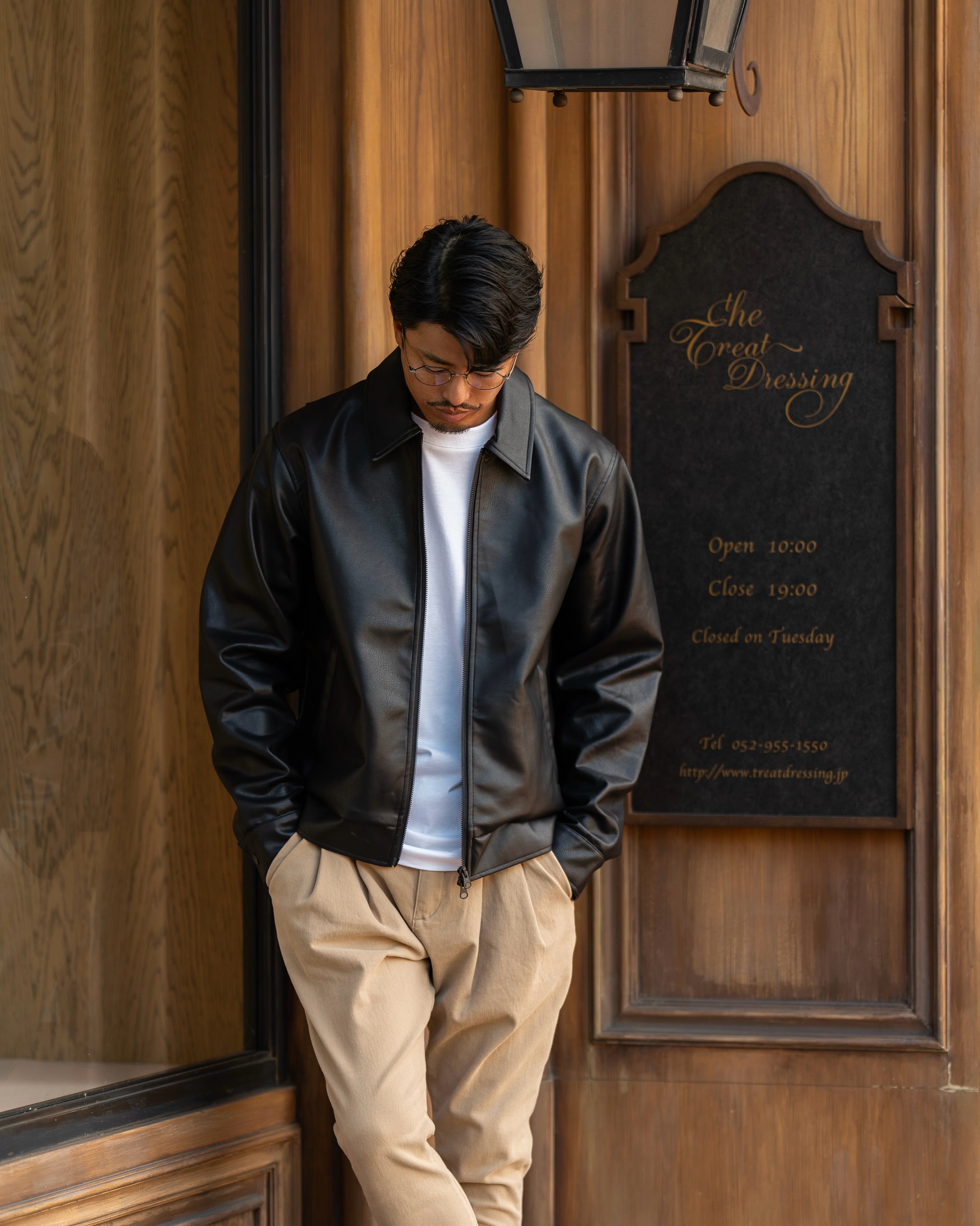 Synthetic Leather Zip Up Jacket［2465amy-3］レザージャケット