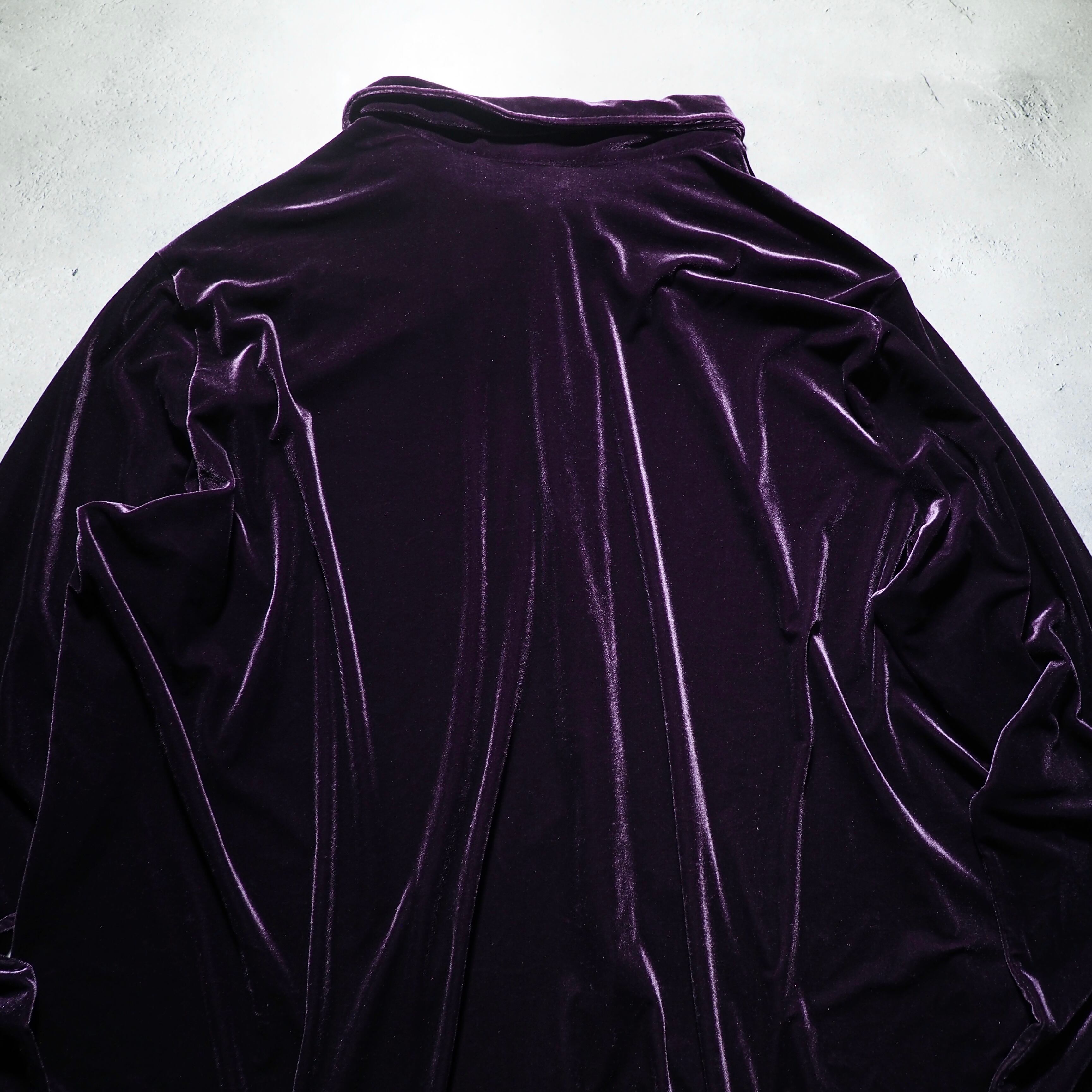 1990s Beautiful luster purple color vintage Drape loose velours shirt