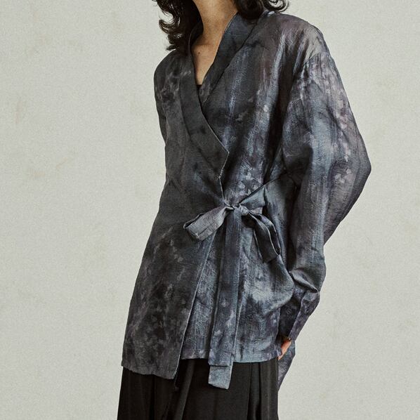 チャイニーズジャガードシアーシャツ シャツ 長袖 シアー 10067