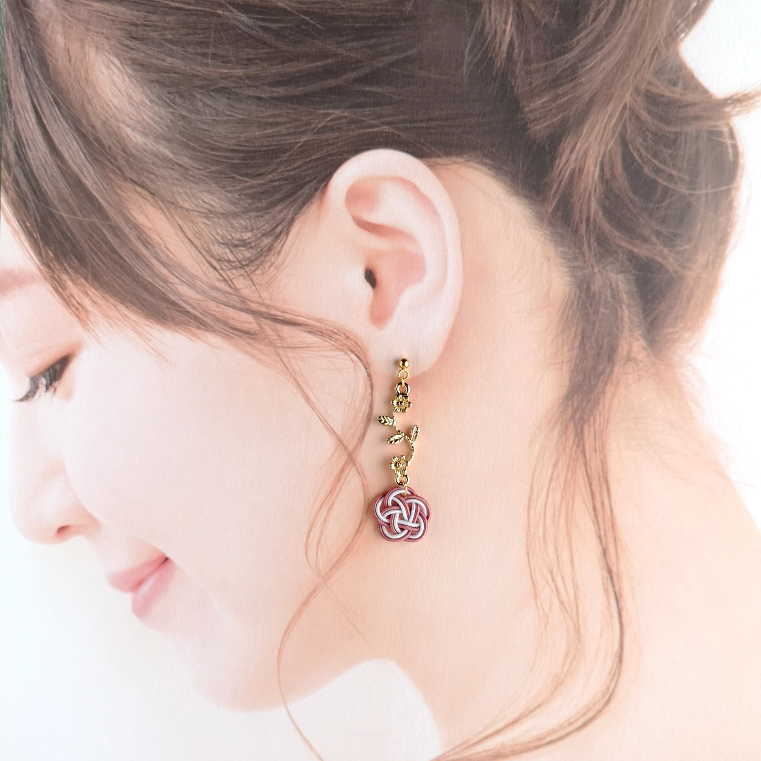 ✾すおう✾『花時』アシンメトリーピアス/水引ピアス・イヤリング | K