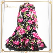 社交ダンス 衣装 スタンダード ドレス ワンピース パーティドレス ピンク系 ブラック系 グリーン系 prima boutique プリマブティック 黒 花柄 ホワイト系 白 ストレッチ ドレス 女性用 発表会 フラワーデザイン おしゃれ かわいい 高級感 ラインストーン ドレスアップ バルーン スカート エレガント デザイン 袖あり 透け感 ポリエステル 柔らかい 目立つ 体型カバー ゆったり フォーマルパーティ