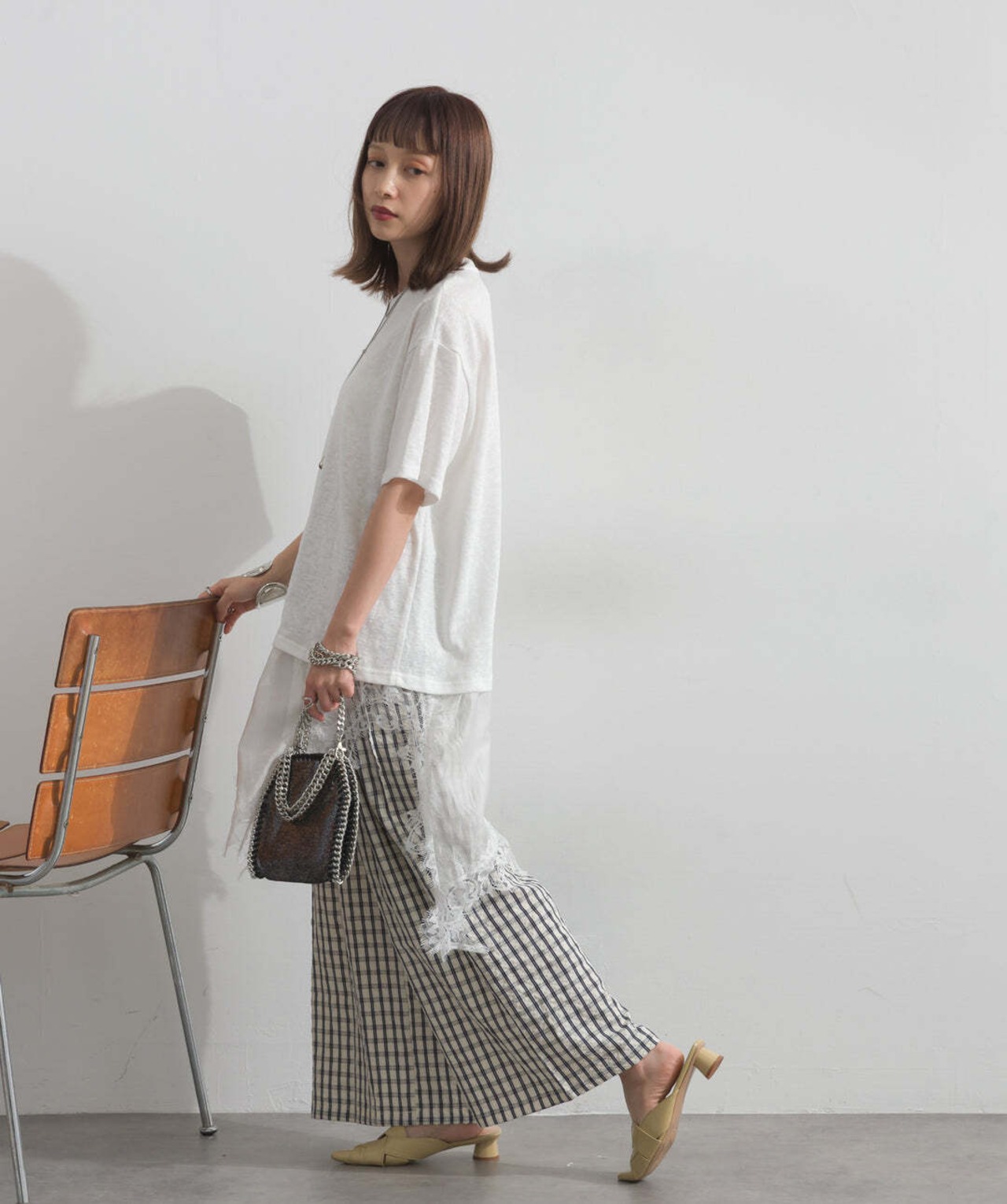 2605142 レースヘムレイヤードカットソー white