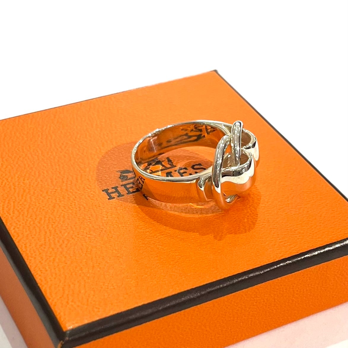 HERMES】エルメスリング 11.5-12号／シルバー925／結びのモチーフが
