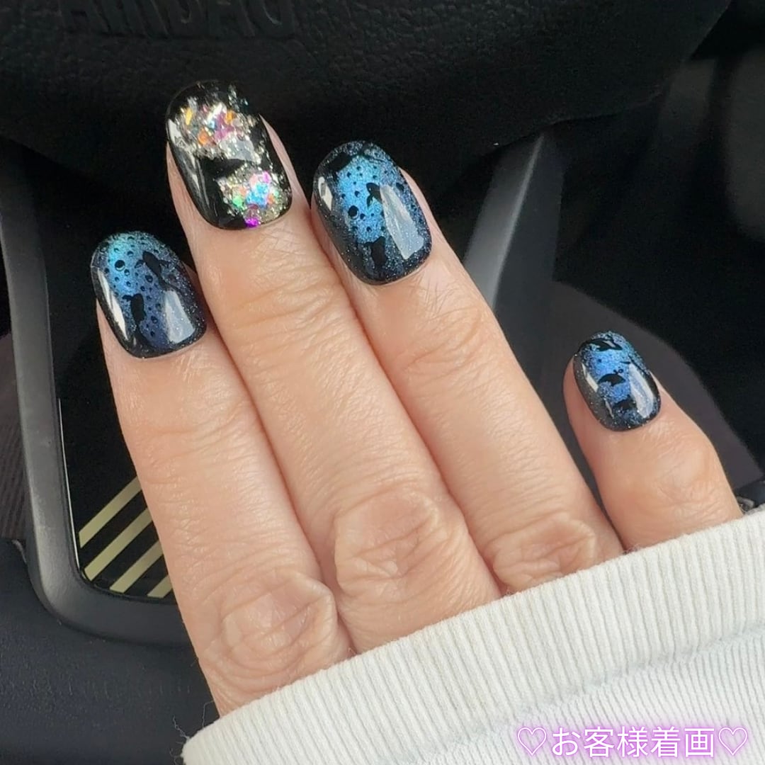 【#462】繰り返し使えるネイルチップ/黒チップ/ベリーショート オーバル/XY038