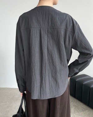 ジップフロントVネックシャツジャケット 3color A1003