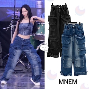 ついに再入荷!!★aespa カリナ 着用!!【MNEM】Lowdon Cargo Wide Denim (2 colors)