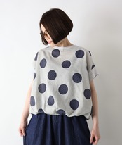 CUORE STORE/裾ゴムストライプドットプルオーバー
